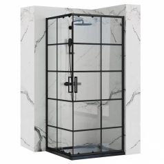 Concept fekete tolóajtós zuhanykabin 90x90