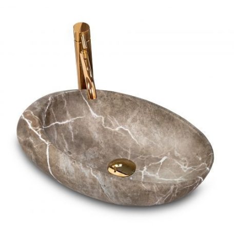 Roxy Stone Nature mintájú pultra helyezhető kerámia mosdó