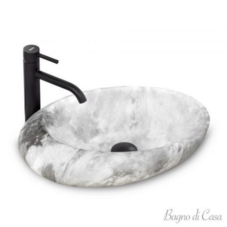 Roxy fehér/szürke márvány mintájú pultra helyezhető kerámia mosdó