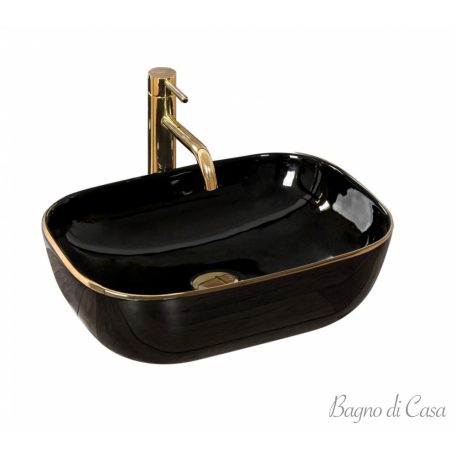 Belinda Fényes fekete/arany Pultra helyezhető kerámia mosdó