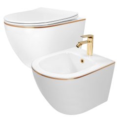   WC Carlo Mini Rimless DUROPLAST/FLAT/ZM és Carlo Mini bidé arany szegéllyel